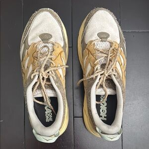 Hoka Women's Tan and Cream Running Shoes